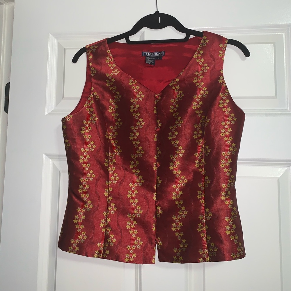 Red gold Vest by Harolds.  Great for holiday wear.